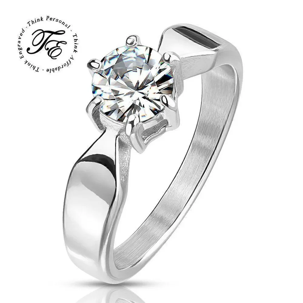 Women's Silver Solitaire Wedding Ring - Pinky Promise ring - Girls Wedding Ring